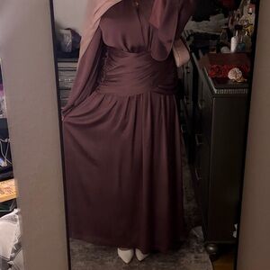 Ruched Waist Maxi Dress in rose gold